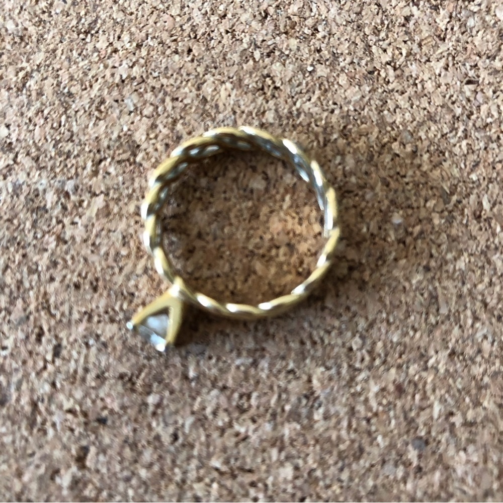 Vintage Gold plated woven Cubic Zirconia ring